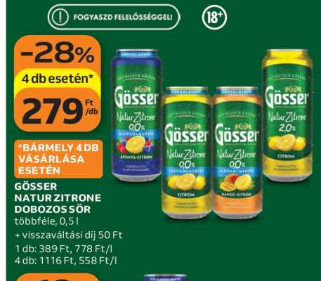 Gösser Natur Zitrone Dobozos Sör
