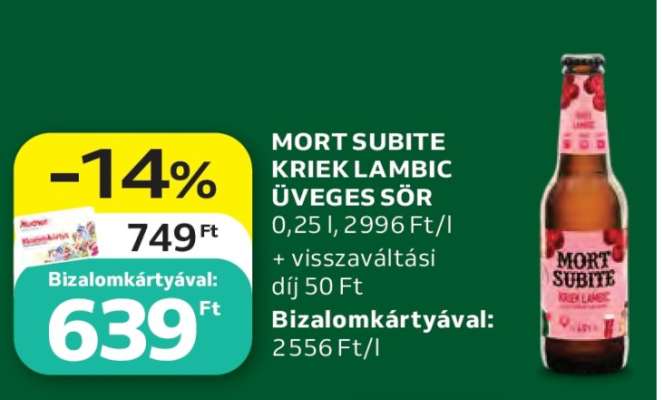 MORT SUBITE KRIEK LAMBIC ÜVEGES SÖR