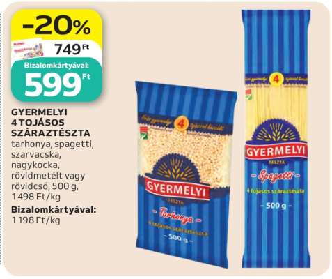 Gyermelyi 4 tojásos száraztészta