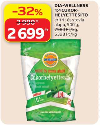 DIA-WELLNESS 1:4 Cukorhelyettesítő