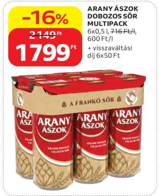 Arany Ászok Dobozos Sör Multipack