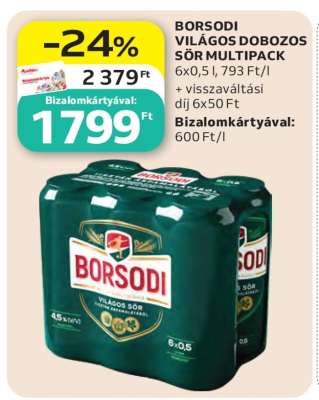 BORSODI VILÁGOS DOBOZOS SÖR MULTIPACK