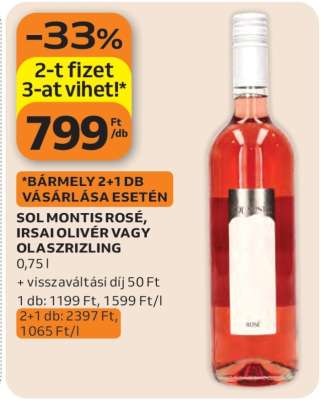 SOL MONTIS ROSÉ, IRSAI OLIVÉR VAGY OLASZRIZLING