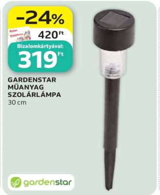 GARDENSTAR Műanyag Szolárlámpa