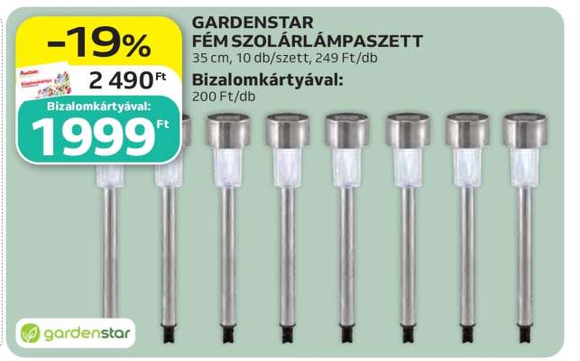 GARDENSTAR Fém Szolárlámpaszett