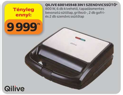 QILIVE 600145948 3IN1 SZENDVICSSÜTŐ