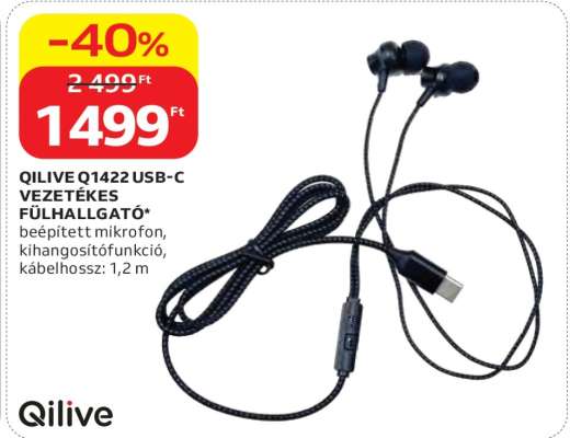 QILIVE Q1422 USB-C VEZETÉKES FÜLHALLGATÓ