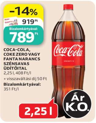 Coca-Cola, Coke Zero vagy Fanta Narancs Szénsavas Üdítőital