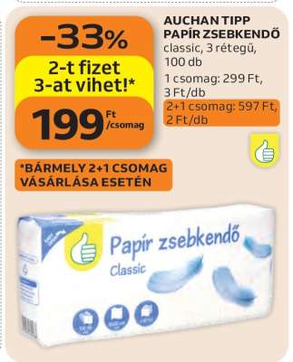 AUCHAN TIPP PAPÍR ZSEBKENDŐ