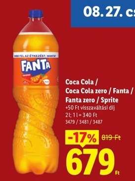Coca Cola / Coca Cola zero / Fanta / Fanta zero / Sprite