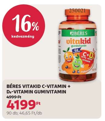 BÉRES VITAKID C-VITAMIN + D₃-VITAMIN GUMIVITAMIN
