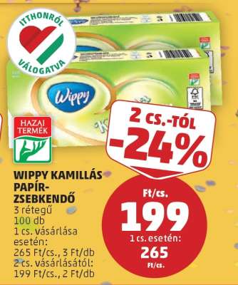 Wippy Kamillás Papír-Zsebkendő