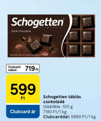 Schogetten táblás csokoládé