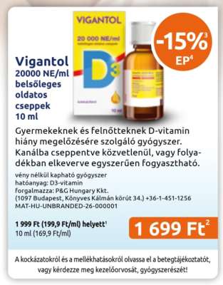 Vigantol 20000 NE/ml belsőleges oldatos cseppek 10 ml