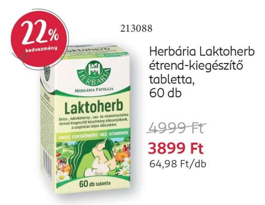 Herbária Laktoherb étrend-kiegészítő tabletta, 60 db
