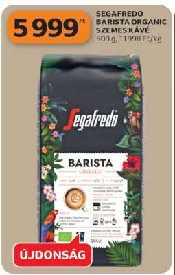 SEGAFREDO BARISTA ORGANIC SZEMES KÁVÉ