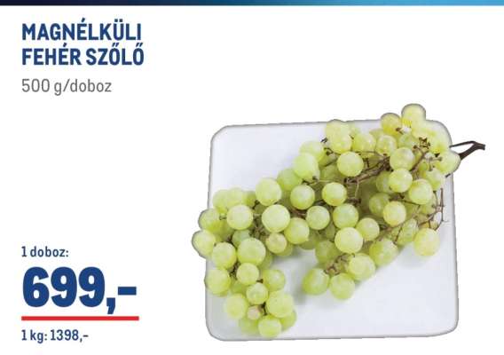 Magnélküli fehér szőlő