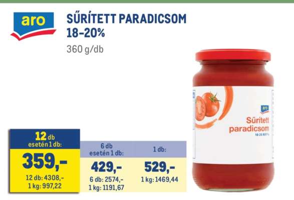 aro SŰRÍTETT PARADICSOM