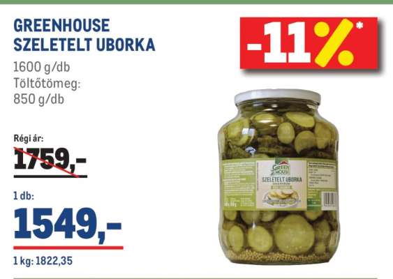 GREENHOUSE SZELETELT UBORKA
