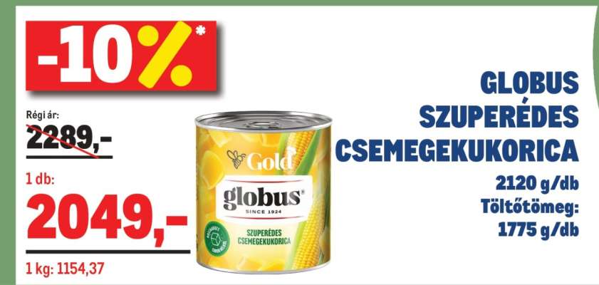 GLOBUS SZUPERÉDES CSEMEGEKUKORICA