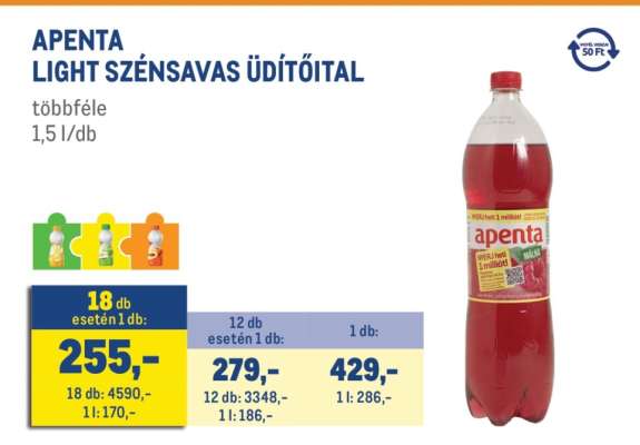 APENTA Light szénsavas üdítőital*