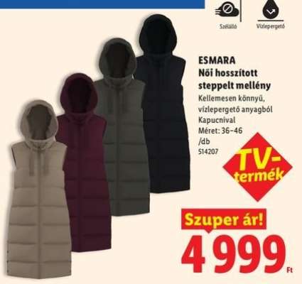 ESMARA Női hosszított steppelt mellény