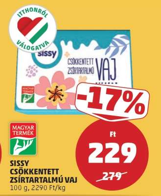 Sissy Csökkentett Zsírtartalmú Vaj