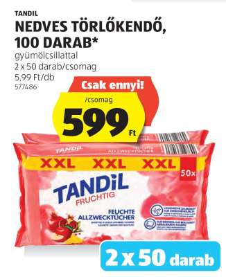 TANDIL Nedves Törlőkendő, 100 Darab