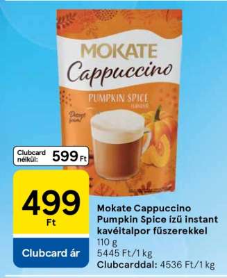 Mokate Cappuccino Pumpkin Spice ízű instant kávéitalpor fűszerekkel