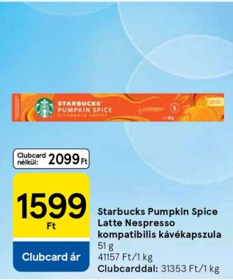 Starbucks Pumpkin Spice Latte Nespresso kompatibilis kávékapszula