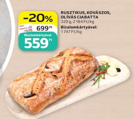 Rusztikus, kovászos, olívás ciabatta