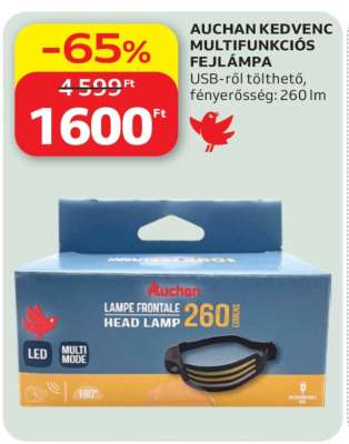 AUCHAN KEDVENC MULTIFUNKCIÓS FEJLÁMPA