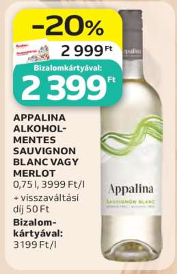 APPALINA ALKOHOLMENTES SAUVIGNON BLANC VAGY MERLOT