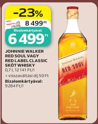 JOHNNIE WALKER RED SOUL VAGY RED LABEL CLASSIC SKÓT WHISKY