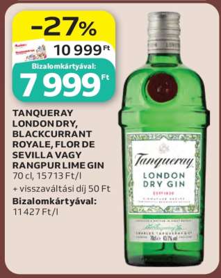 TANQUERAY LONDON DRY, BLACKCURRANT ROYALE, FLOR DE SEVILLA VAGY RANGPUR LIME GIN