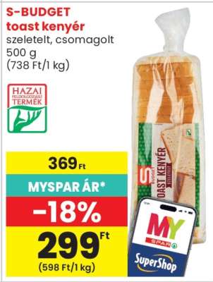 S-BUDGET toast kenyér