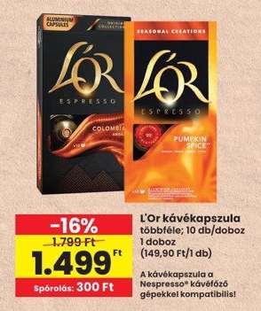 L'Or kávékapszula többféle