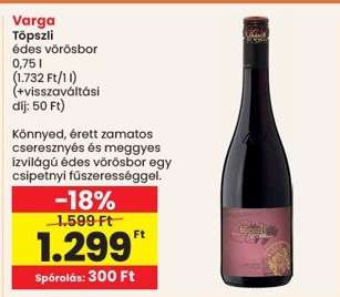 Varga Töpszli édes vörösbor