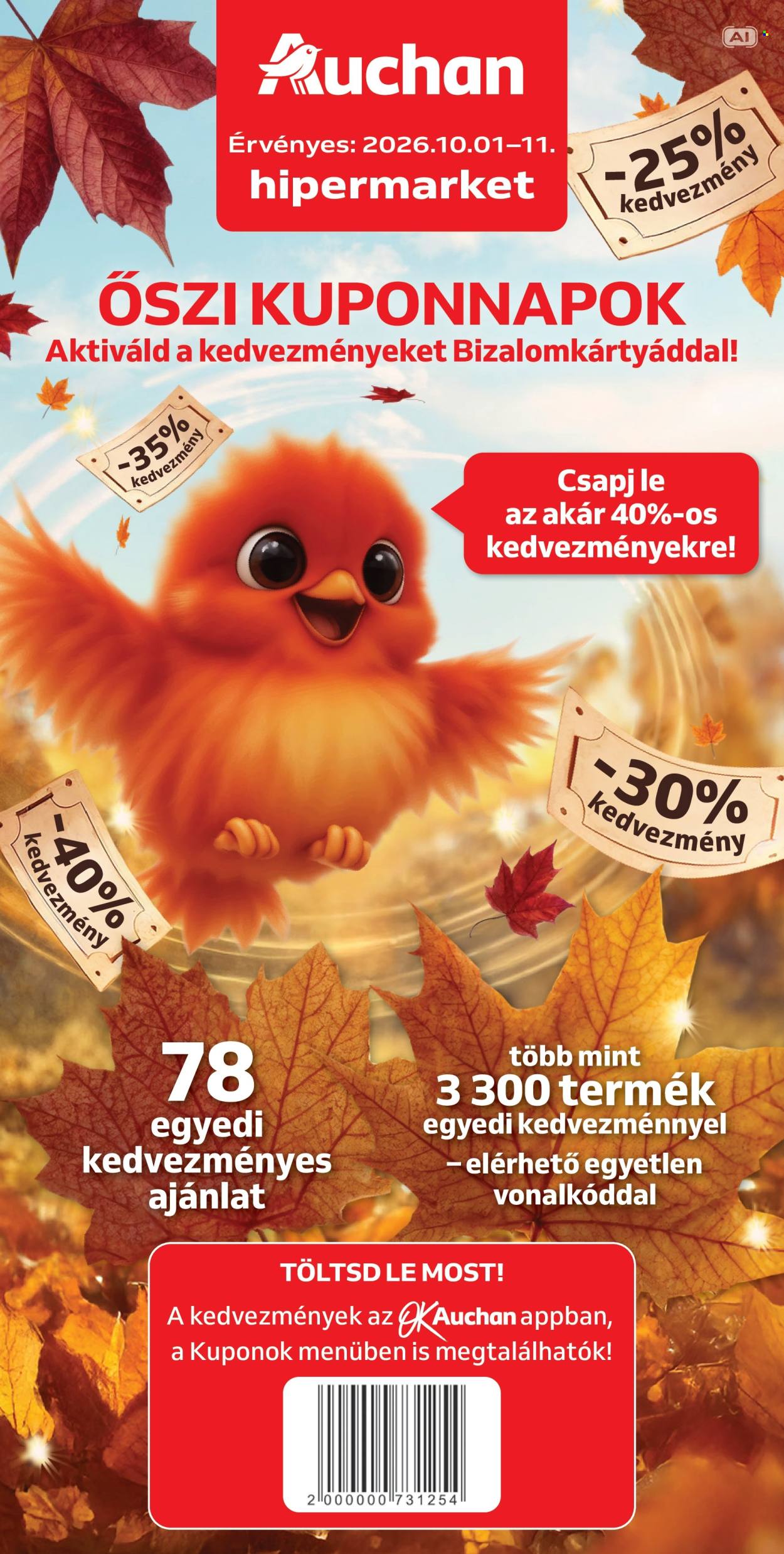 Auchan akciós újság érvényes:  - 2026.10.01 - 2026.10.11. 1. oldal Oldal 1