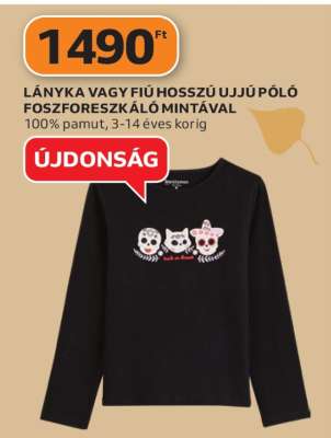LÁNYKA VAGY FIÚ HOSSZÚ UJJÚ PÓLÓ FOSZFORESZKÁLÓ MINTÁVAL
