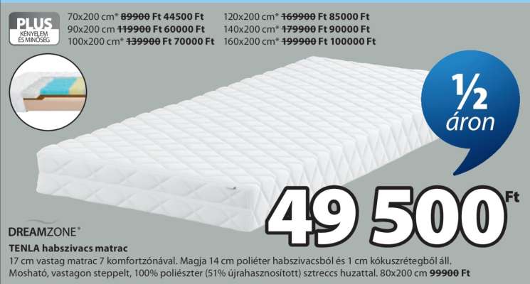 DREAMZONE TENLA habszivacs matrac