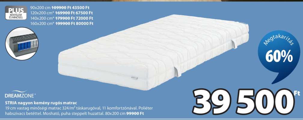 DREAMZONE STRIA nagyon kemény rugós matrac