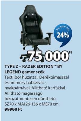 TYPE Z – RAZER EDITION™ BY LEGEND gamer szék