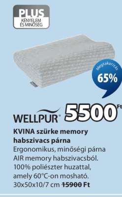 WELLPUR KVINA szürke memory habszivacs párna