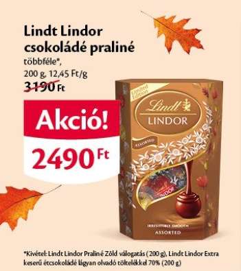 Lindt Lindor csokoládé praliné