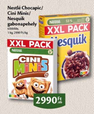 Nestlé Chocapic/ Cini Minis/ Nesquik gabonapehely