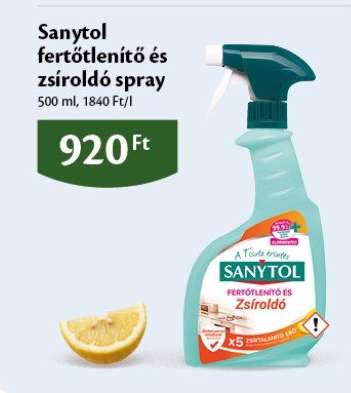 Sanytol fertőtlenítő és zsíroldó spray