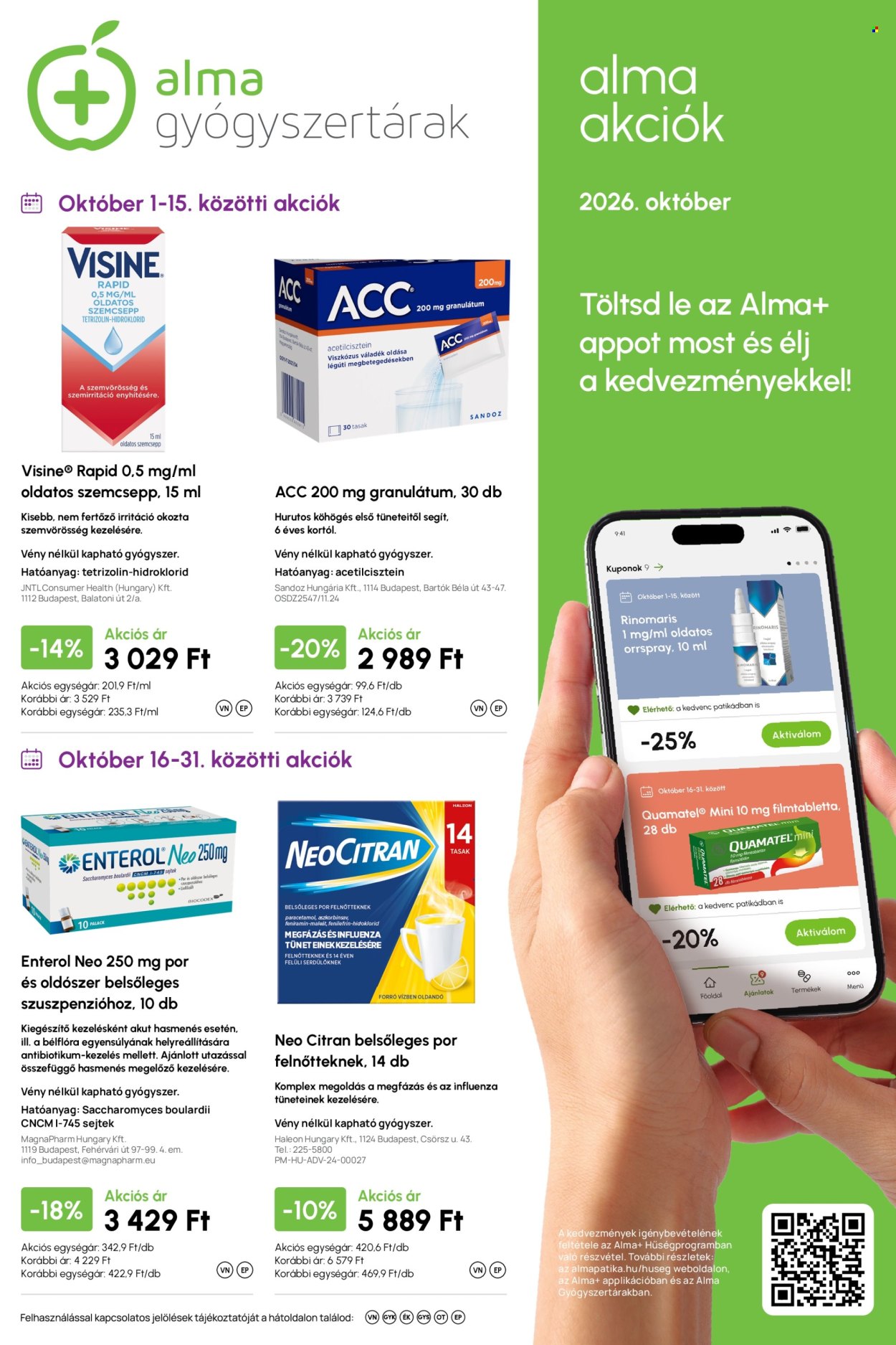 Alma Gyógyszertárak akciós újság érvényes:  - 2026.10.01 - 2026.10.31. 1. oldal Oldal 1