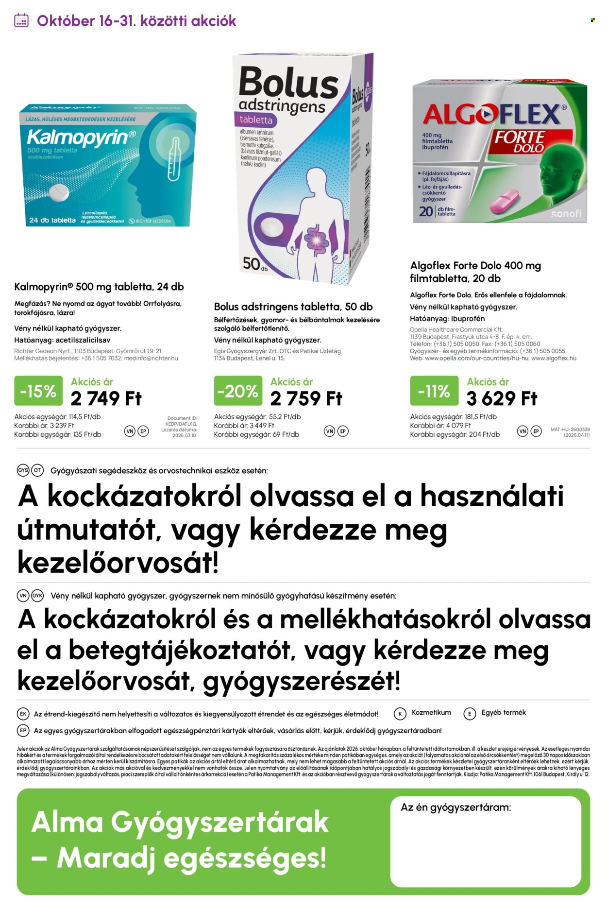 Alma Gyógyszertárak akciós újság érvényes:  - 2026.10.01 - 2026.10.31. 20. oldal Oldal 20