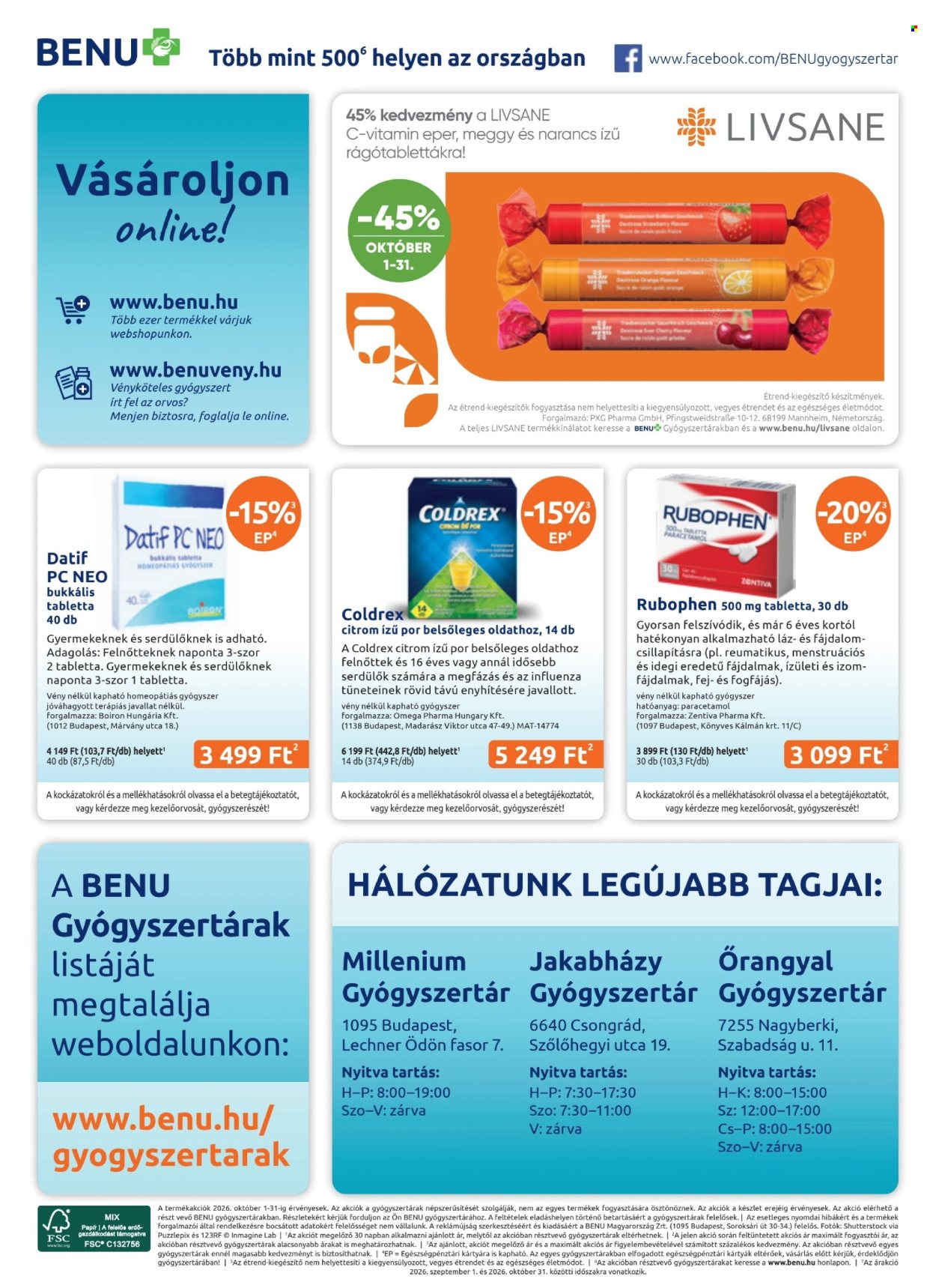 BENU Gyógyszertár akciós újság érvényes:  - 2026.10.01 - 2026.10.31. 32. oldal Oldal 32